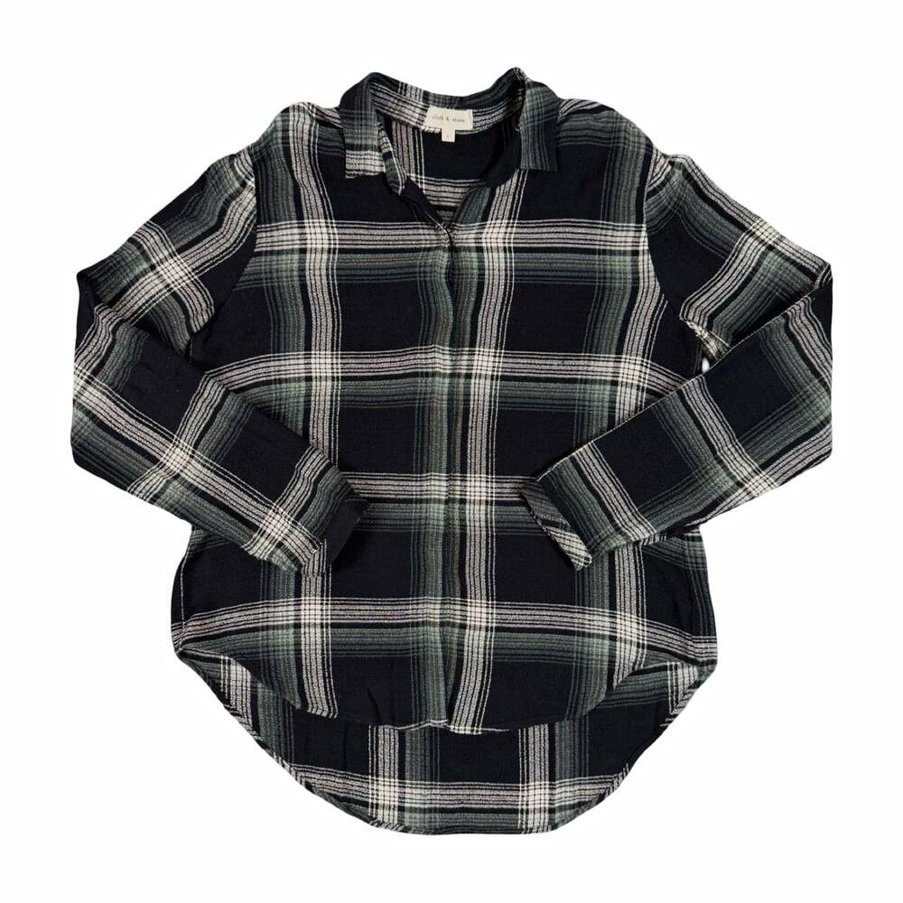 Cloth & Stone Plaid Flannel Rayon Blend Button Up Shirt Long Sleeve Size L